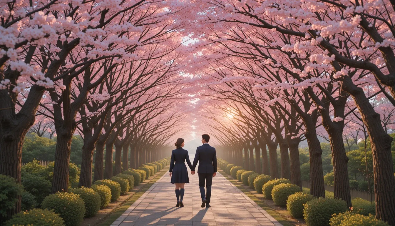 Romantic cherry blossom stroll in Kyoto during sakura season 2025