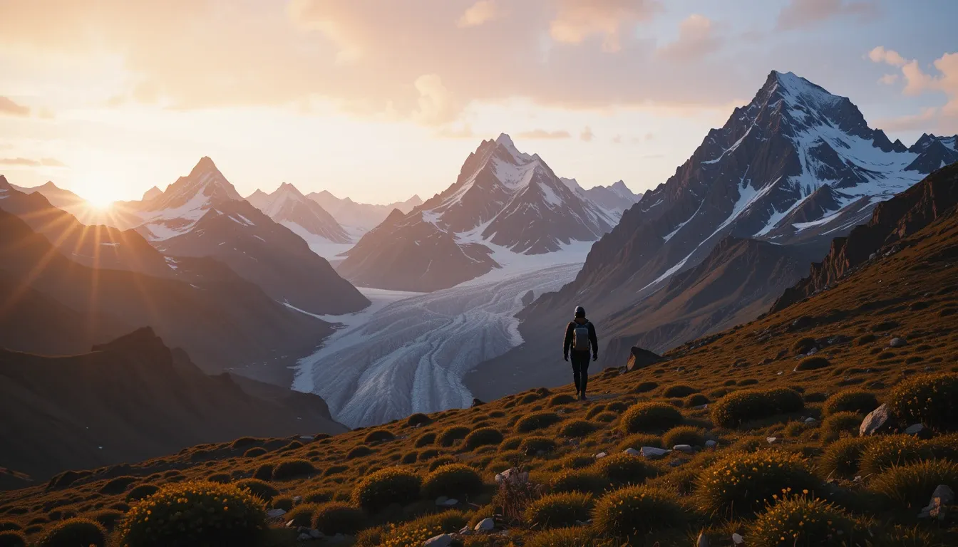 Hiker at Khan Tengri, Kyrgyzstan’s celestial mountain trail