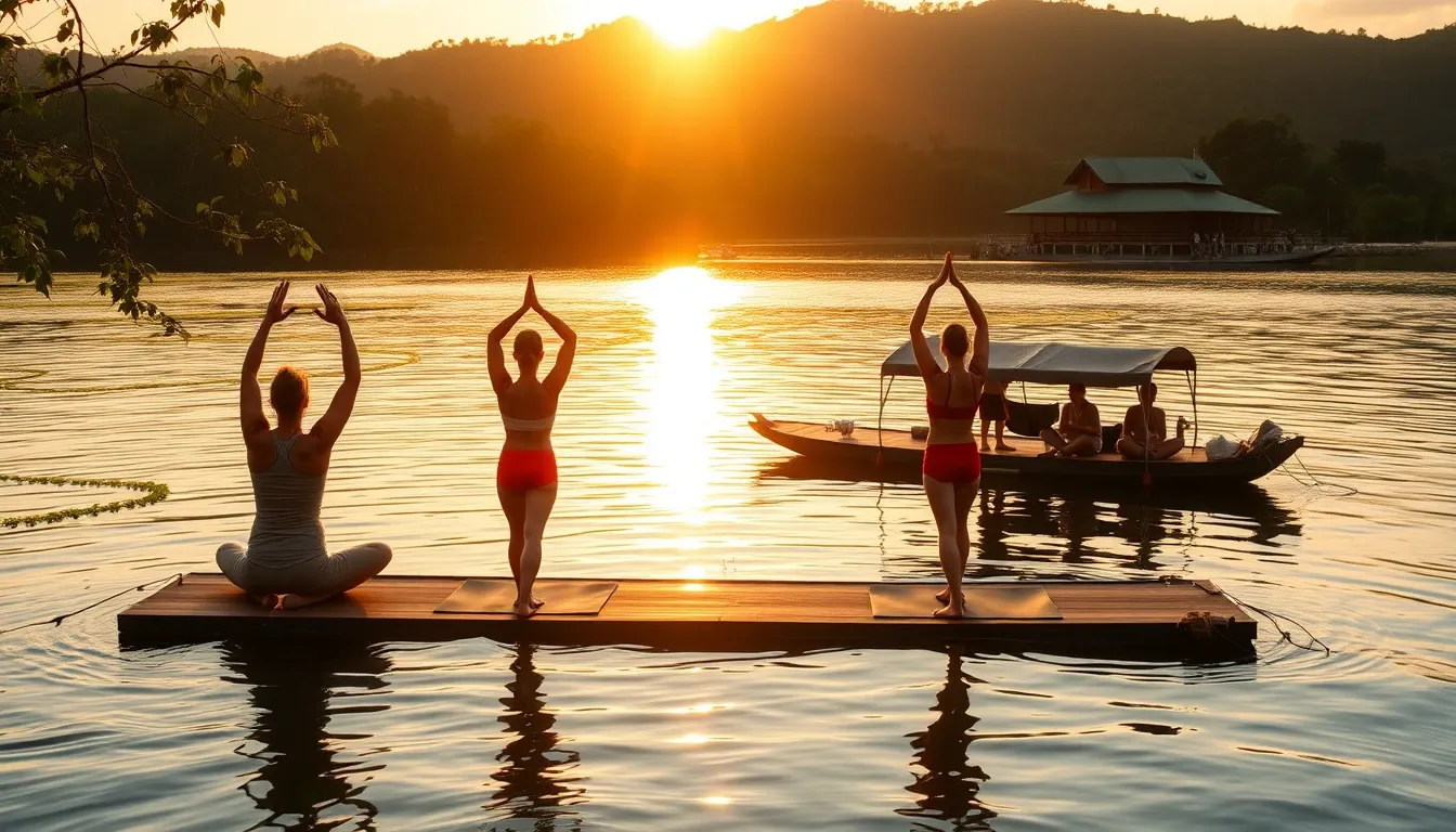 Sunrise yoga on a vegan floating aqua farm in the Philippines