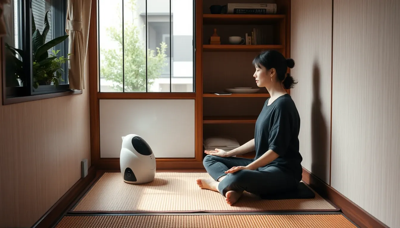 Traditional Japanese tatami space in a Tokyo AI pod hotel for solo women