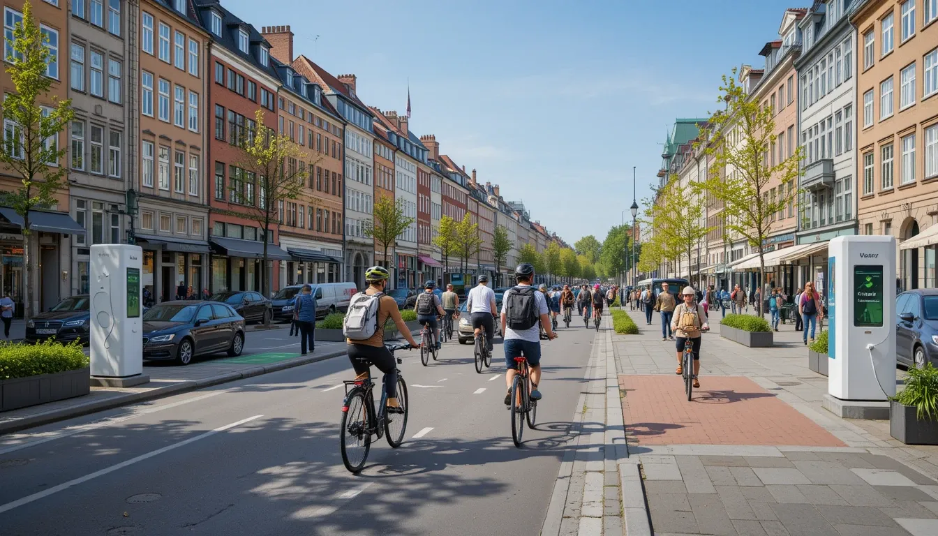 Sustainable travel in Copenhagen with bike-friendly streets