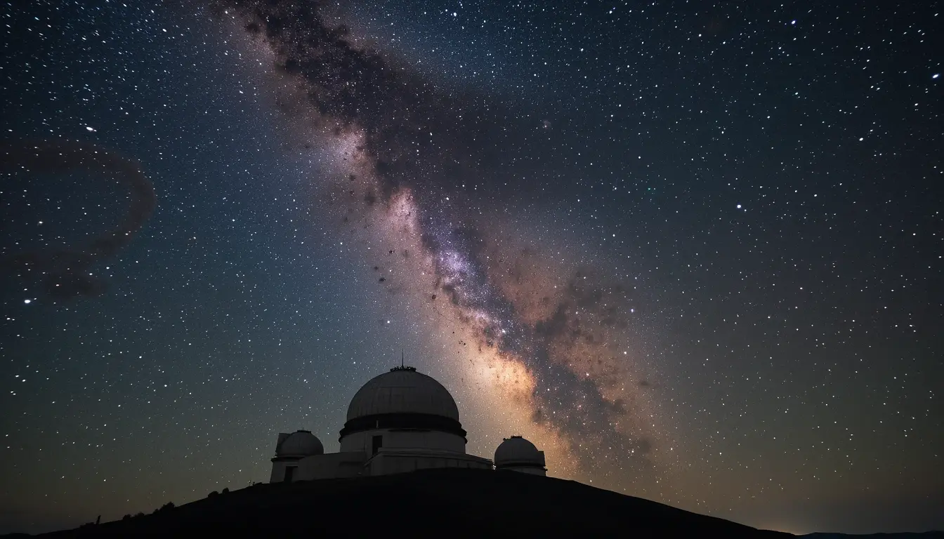 Dome of Mauna Kea Observatory under a starry Milky Way sky