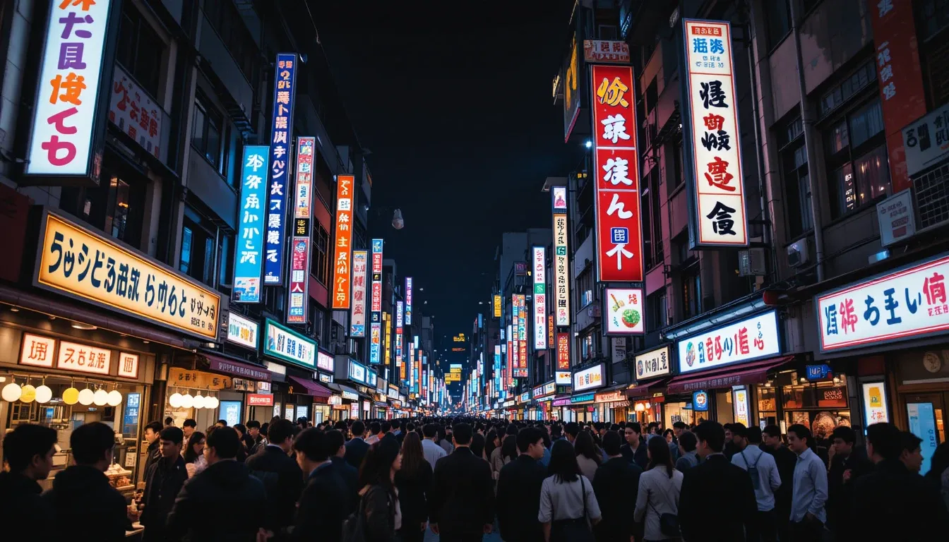 Vibrant nightlife and street food in Dotonbori, Osaka