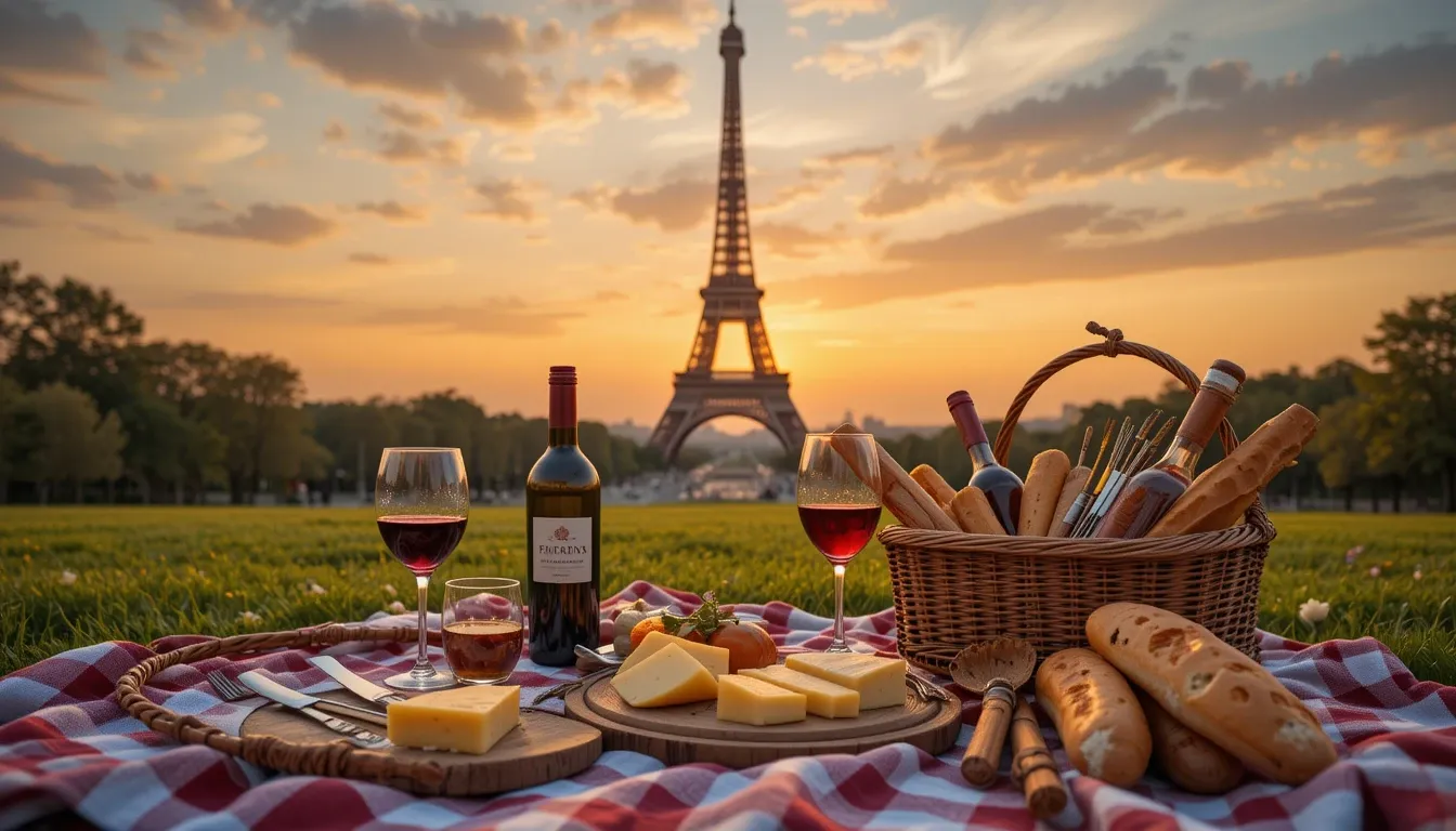 Iconic Eiffel Tower sunset picnic in Paris