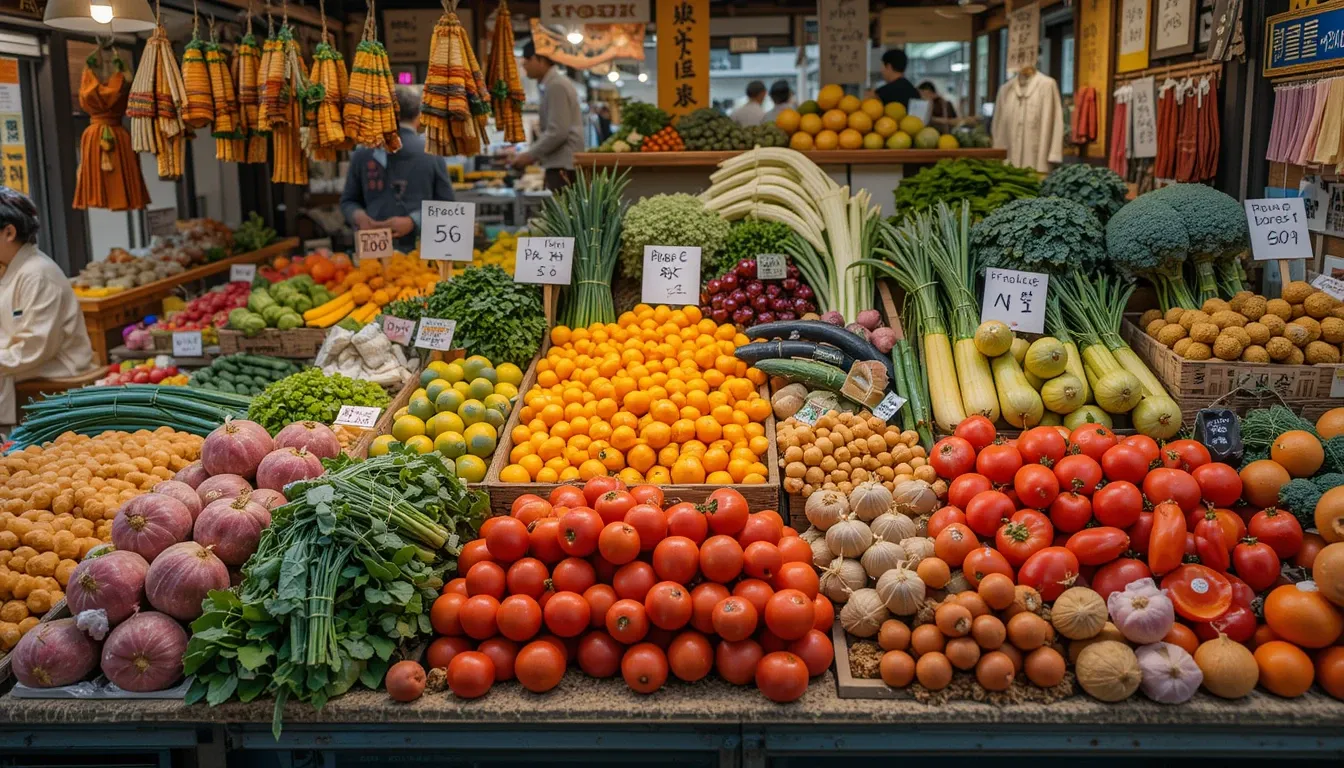 Local produce at Nishiki Market, Kyoto
