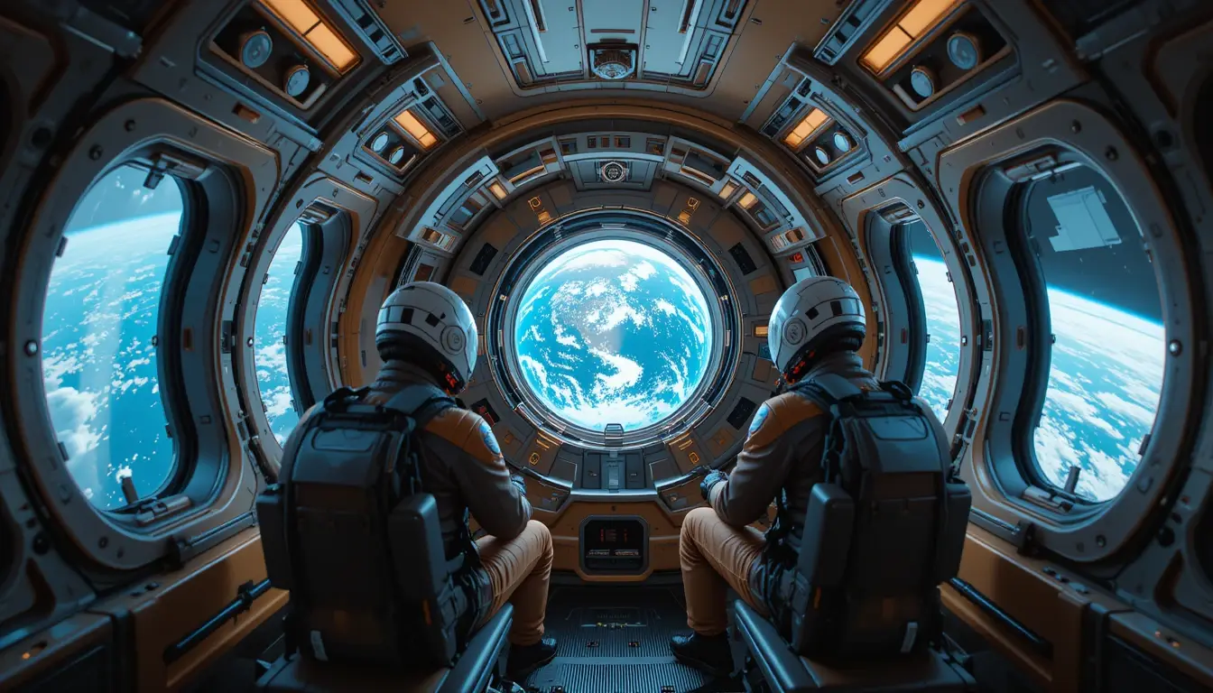 Civilian space tourism experience with Earth view