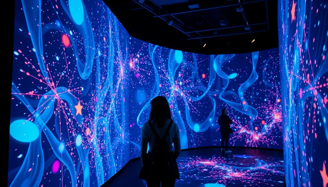 Solo woman exploring teamLab Borderless in Odaiba, Tokyo