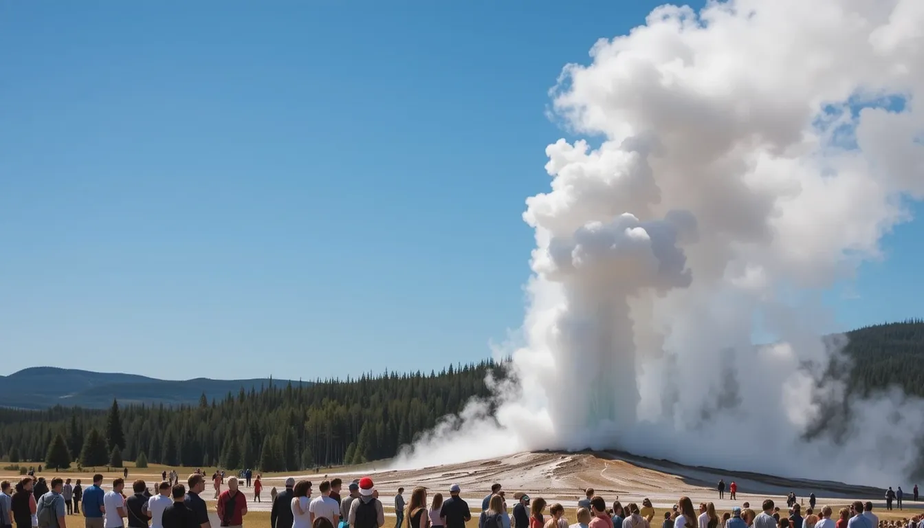 Old Faithful eruption at Yellowstone National Park