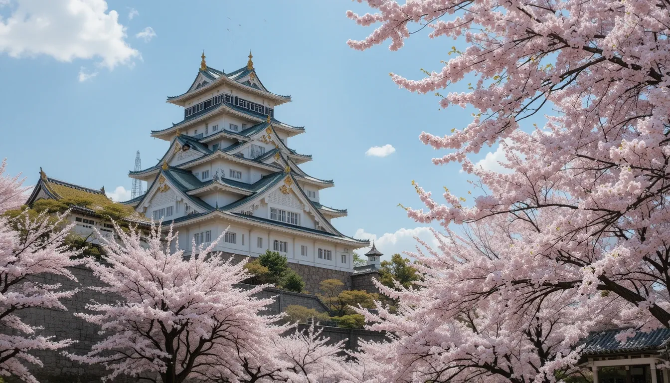 Osaka Castle during cherry blossom season