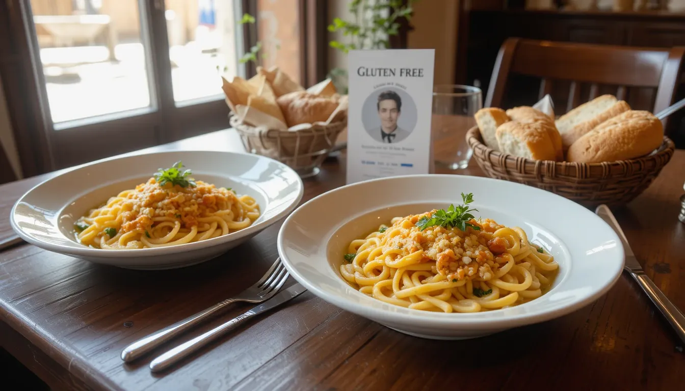 Certified gluten-free Italian restaurant serving safe pasta and bread alternatives in Rome