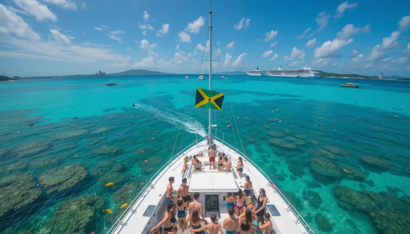 Snorkeling catamaran excursion from Falmouth cruise port Jamaica