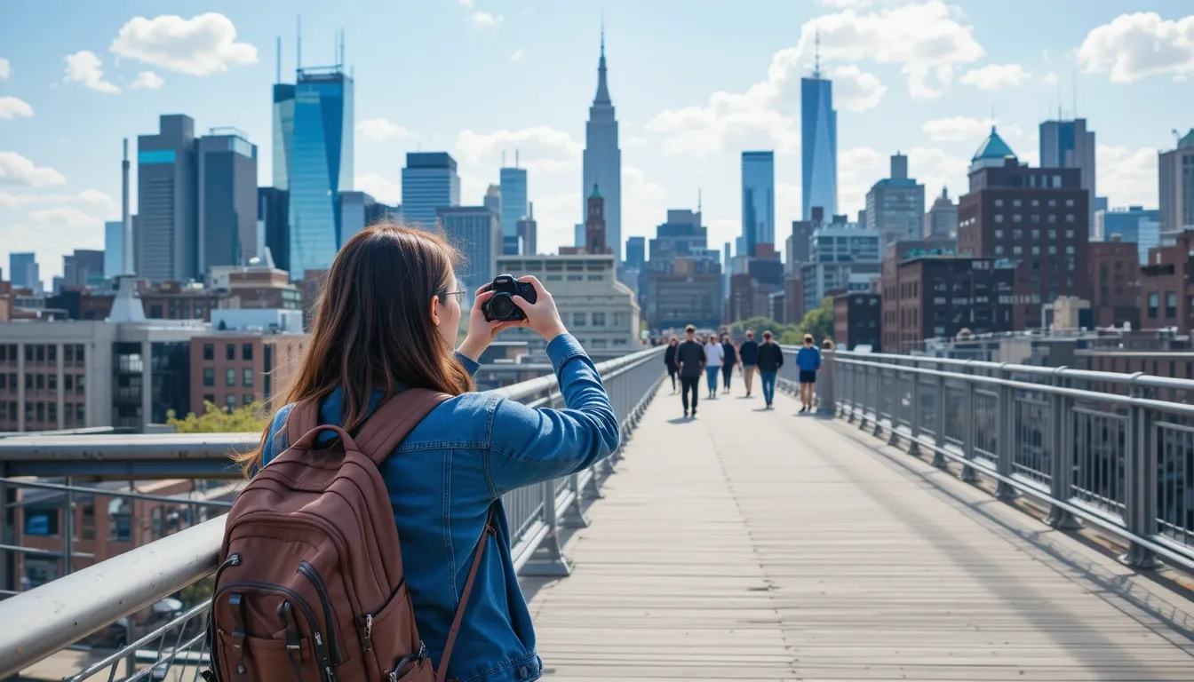 Solo explorer enjoying views on the High Line, New York City