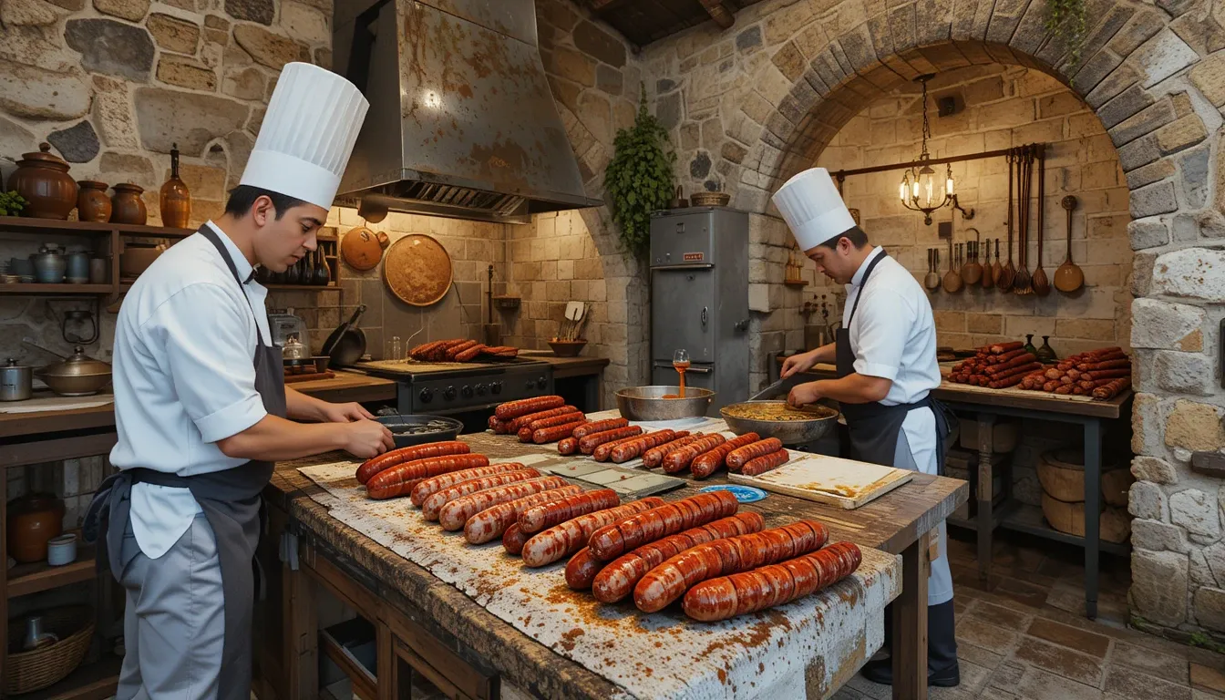 Medieval sausage-making workshop in Óbidos, Portugal
