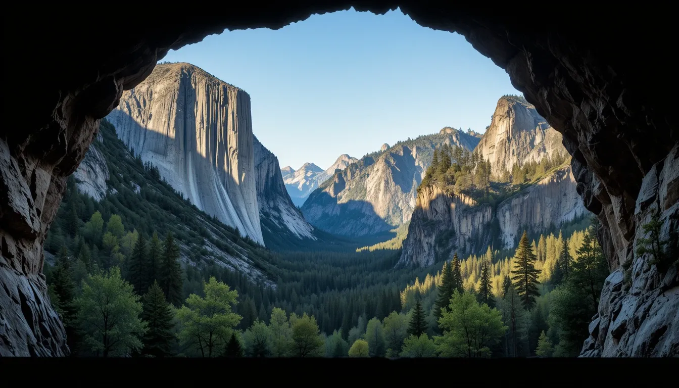 Iconic Tunnel View panorama in Yosemite Valley