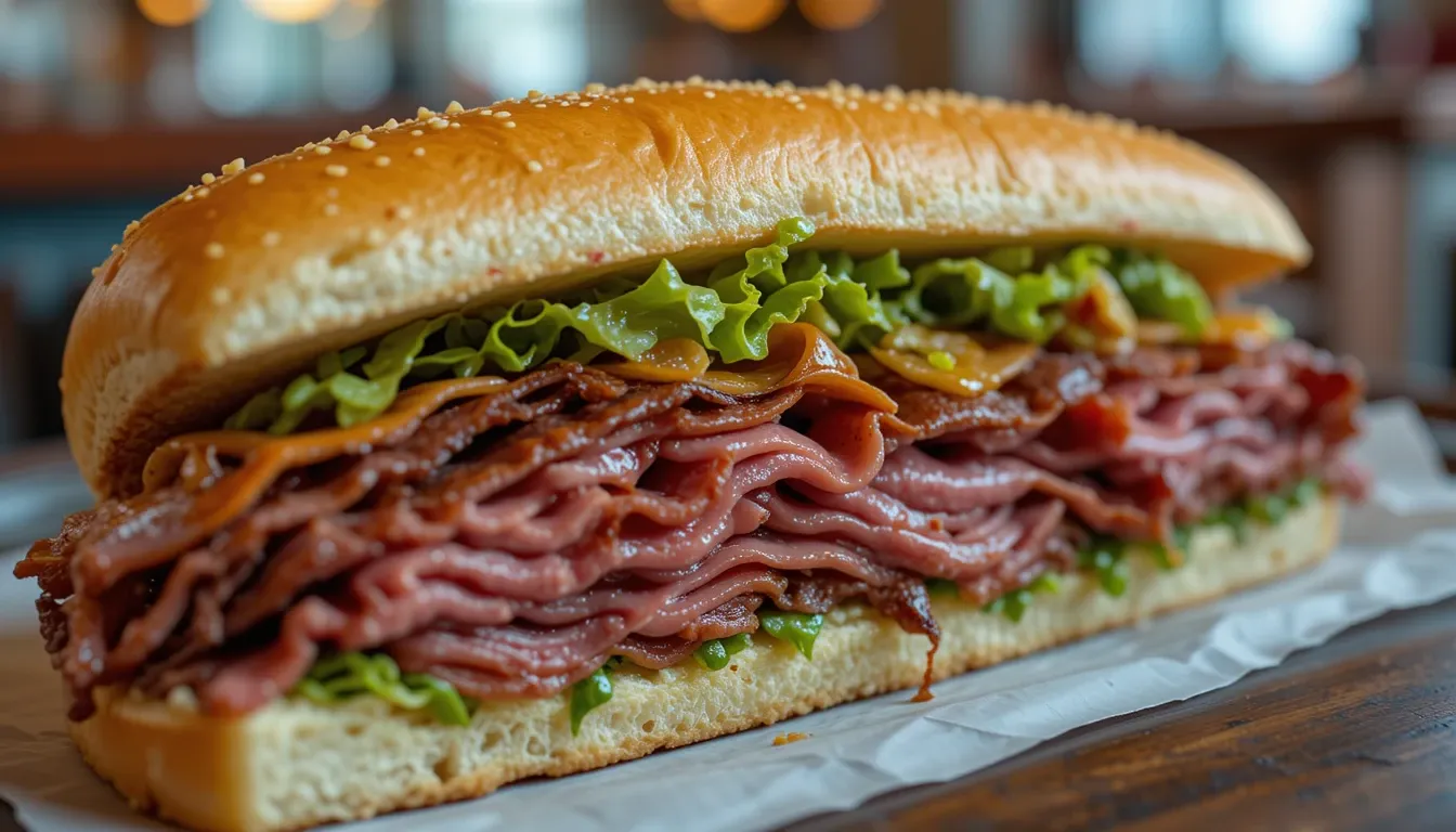 Iconic pastrami sandwich at Katz's Delicatessen in NYC