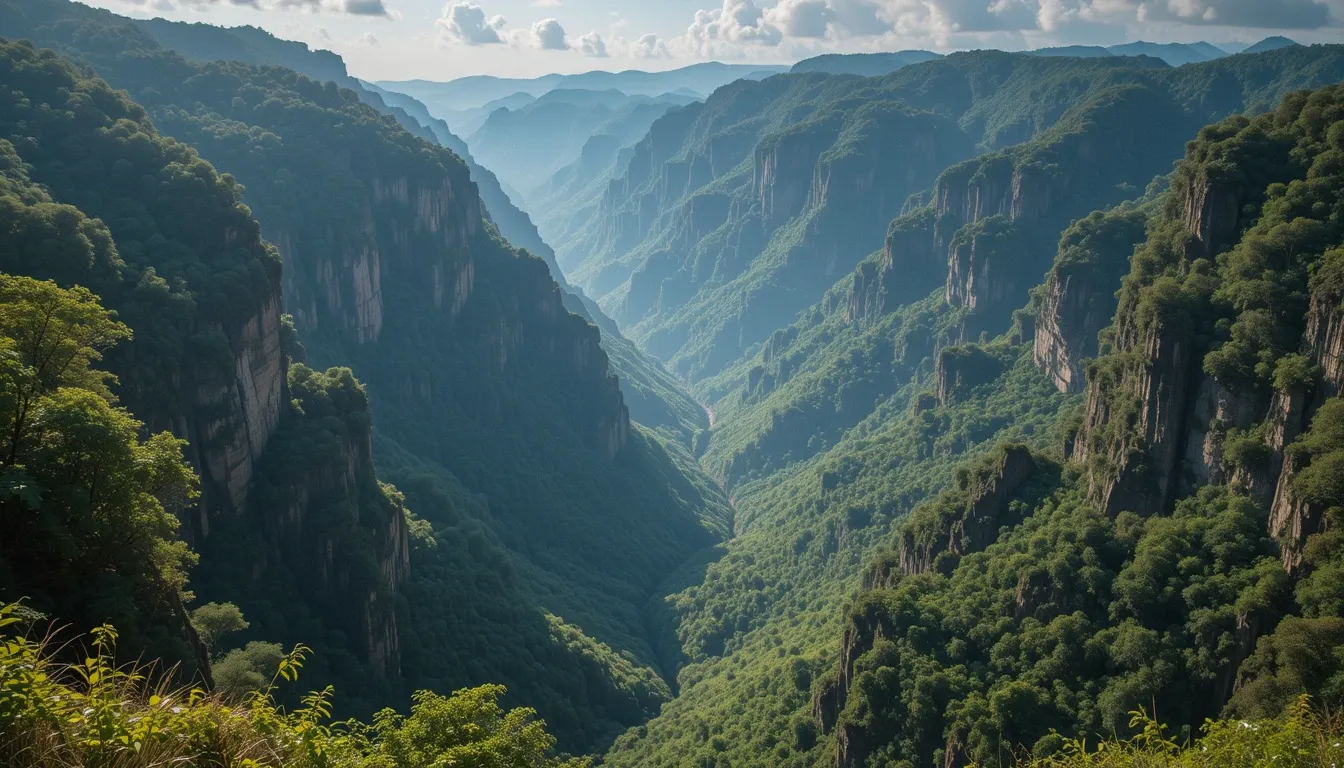 "Aerial view of a person standing at the edge of Kanangra Gorge, surrounded by steep cliffs and native vegetation."
