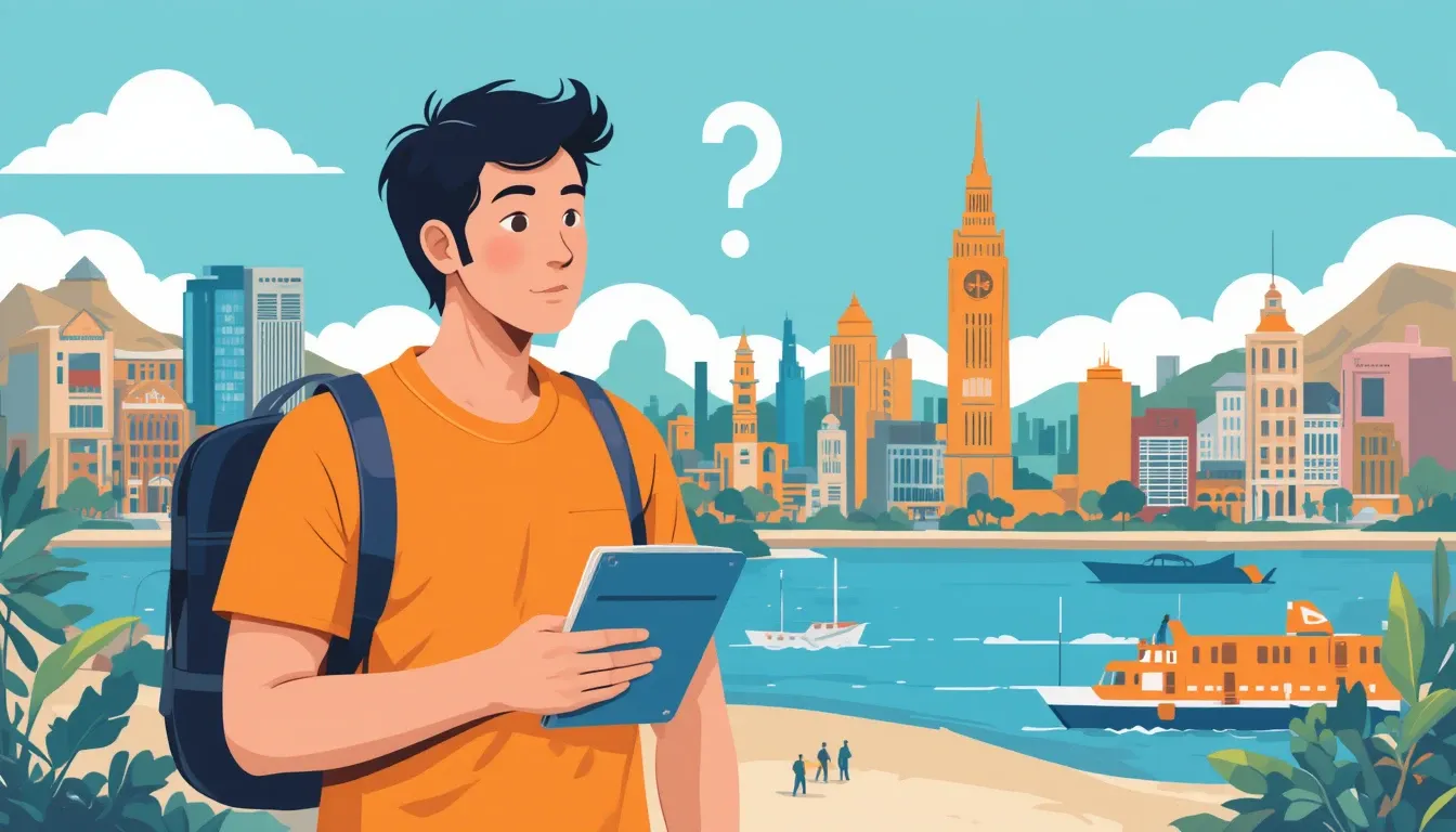 Illustration of a person asking questions about travel insurance